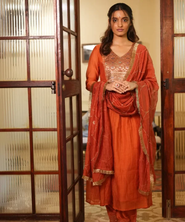 Chanderi Silk Rust Orange